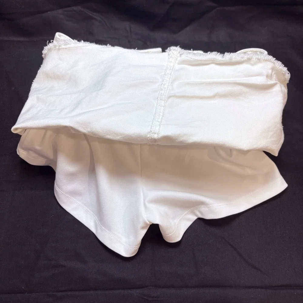 Justice Girls White Distressed Denim Skort‎ Button Front Size 10 Raw Hem